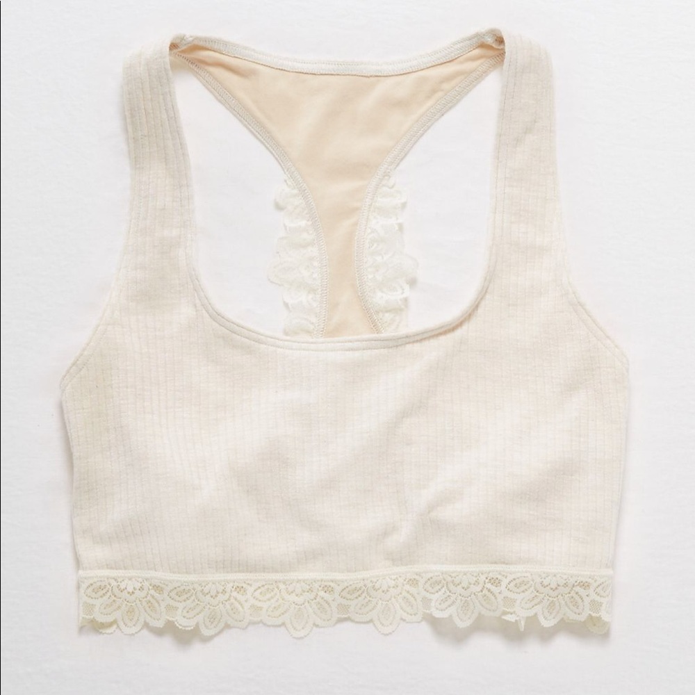 Aerie cotton ribbed racerback bralette NWT